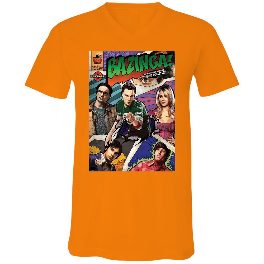 Unisex V-Neck T-Shirt - G79D7TBM - Orange - 11