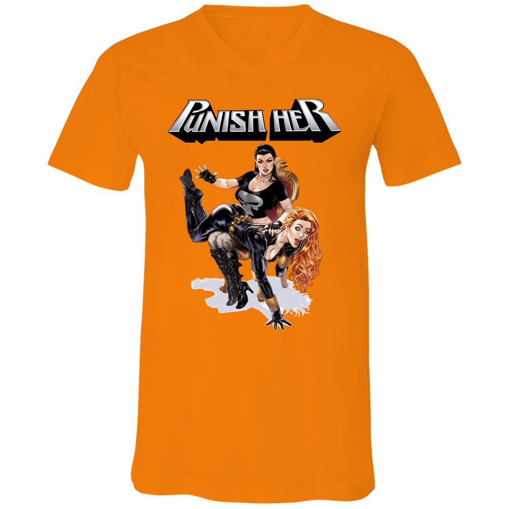 Unisex V-Neck T-Shirt - V7XE1RCE - Orange - 11