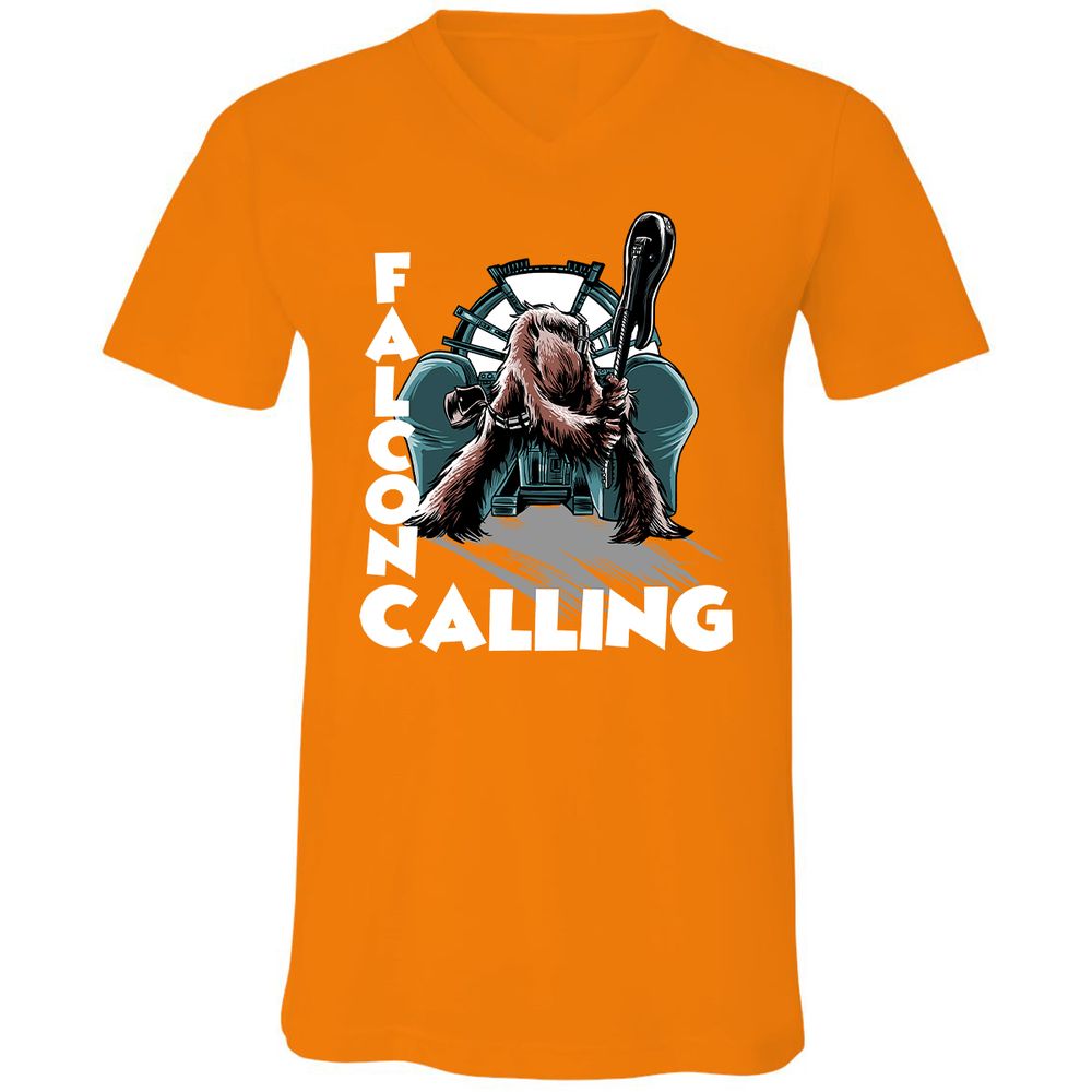 Unisex V-Neck T-Shirt - DHP3KXJJ - Orange - 11