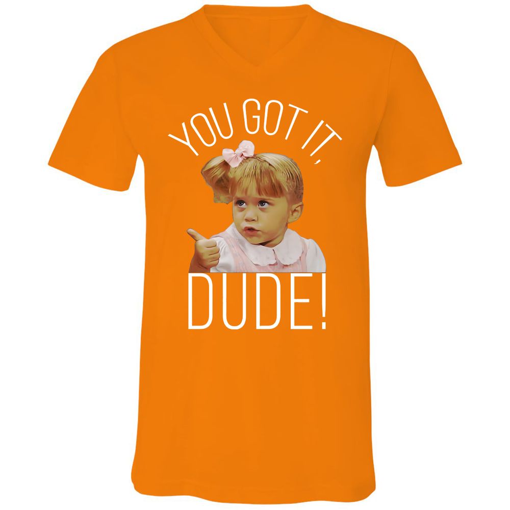 Unisex V-Neck T-Shirt - R96VH3GD - Orange - 11