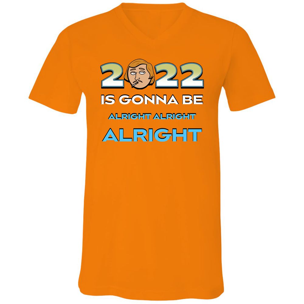 Unisex V-Neck T-Shirt - B6TH4GFD - Orange - 11
