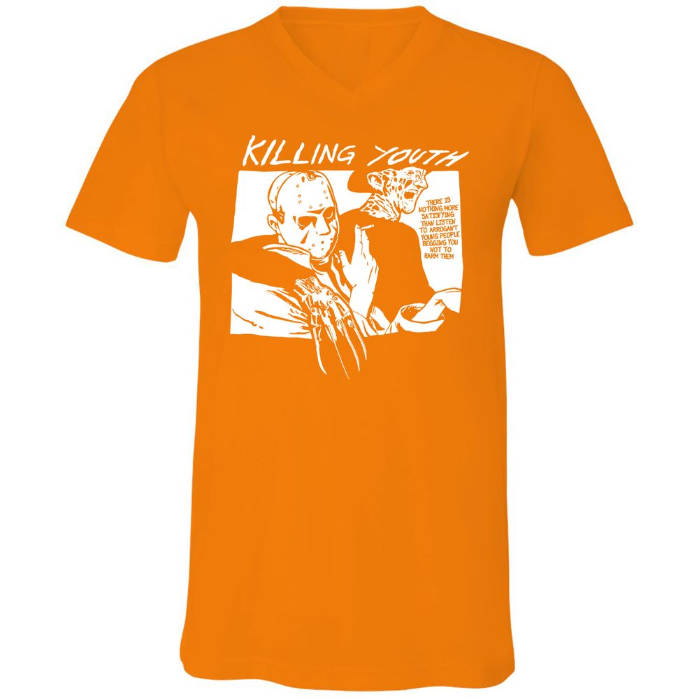 Unisex V-Neck T-Shirt - NNNCQFLY - Orange - 11