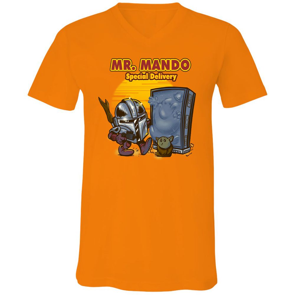 Unisex V-Neck T-Shirt - EPYQS3YE - Orange - 11