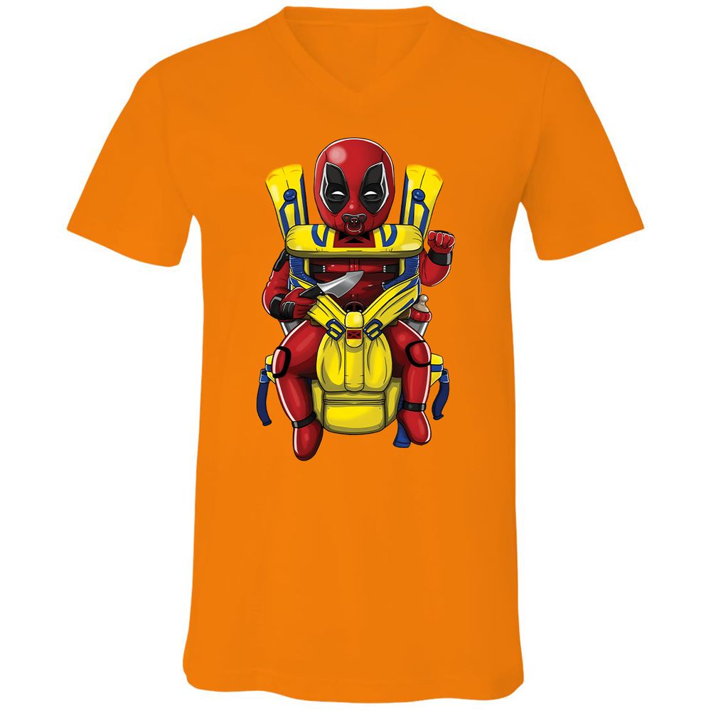 Unisex V-Neck T-Shirt - ZQTCWQ7D - Orange - 11