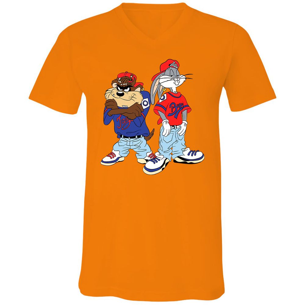 Unisex V-Neck T-Shirt - PXW7QVLE - Orange - 11