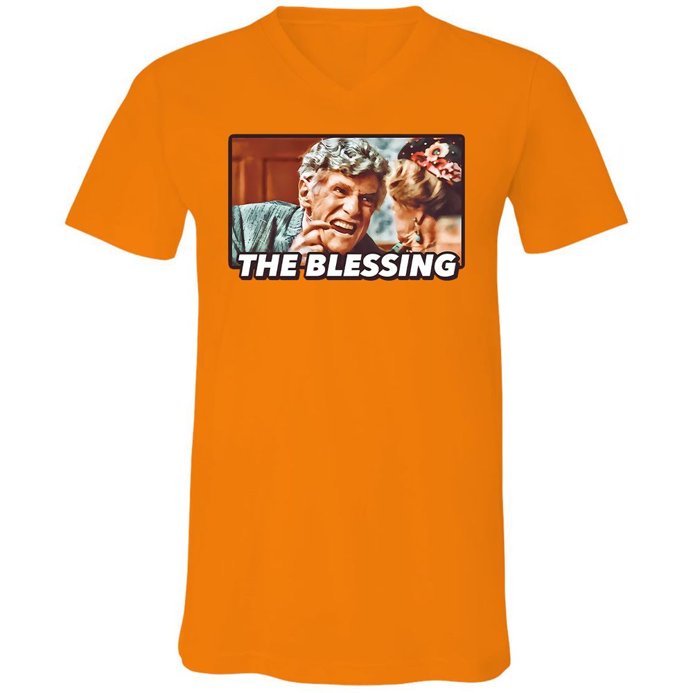 Unisex V-Neck T-Shirt - YUWQZRU8 - Orange - 11