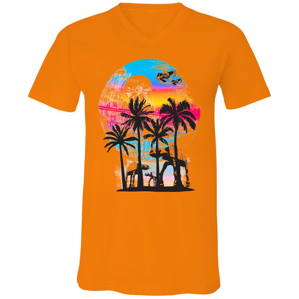 Unisex V-Neck T-Shirt - R7YBZ4DN - Orange - 11