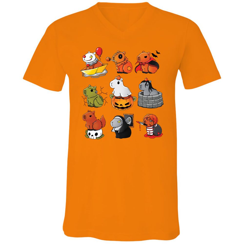 Unisex V-Neck T-Shirt - ZKGSTA7R - Orange - 11