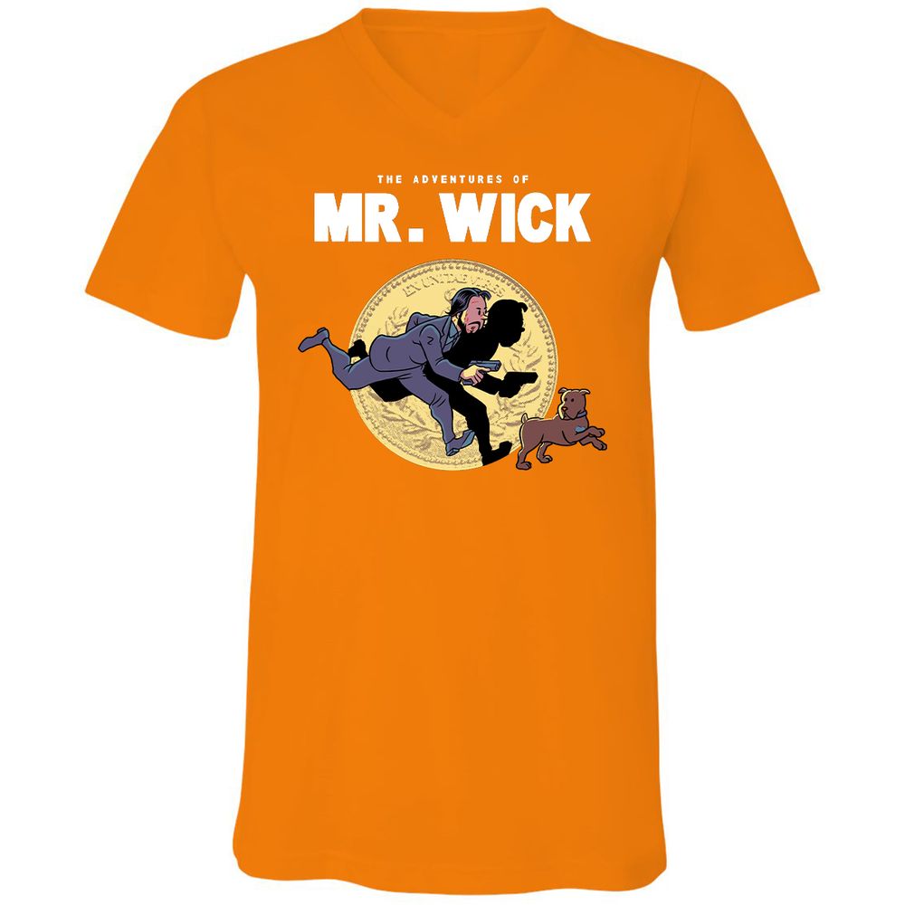 Unisex V-Neck T-Shirt - YWMFPQH7 - Orange - 11