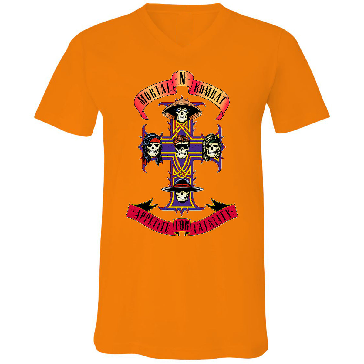 Unisex V-Neck T-Shirt - EB1QCC9P - Orange - 11