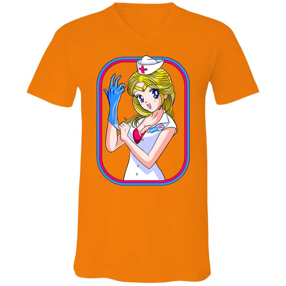 Unisex V-Neck T-Shirt - X7ZT92US - Orange - 11