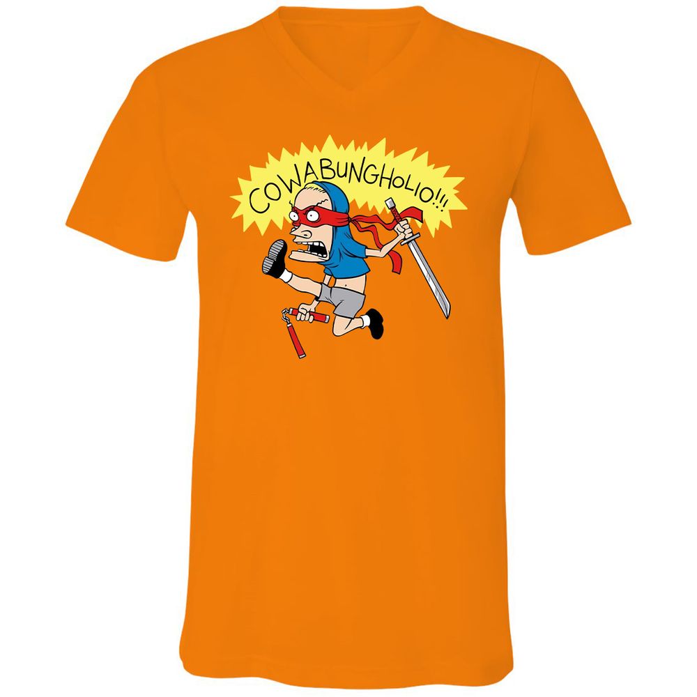 Unisex V-Neck T-Shirt - NJ2AJSK4 - Orange - 11