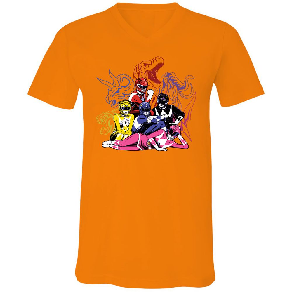Unisex V-Neck T-Shirt - QYUWJPCK - Orange - 11