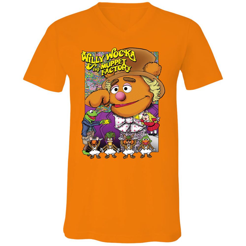 Unisex V-Neck T-Shirt - LDDGFJAD - Orange - 11