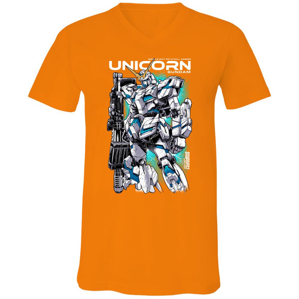 Unisex V-Neck T-Shirt - EEEMHEEJ - Orange - 11