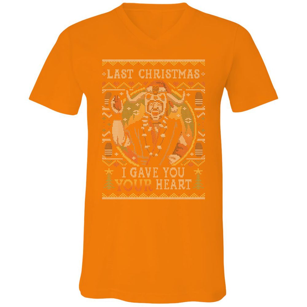 Unisex V-Neck T-Shirt - RPYBKFFG - Orange - 11