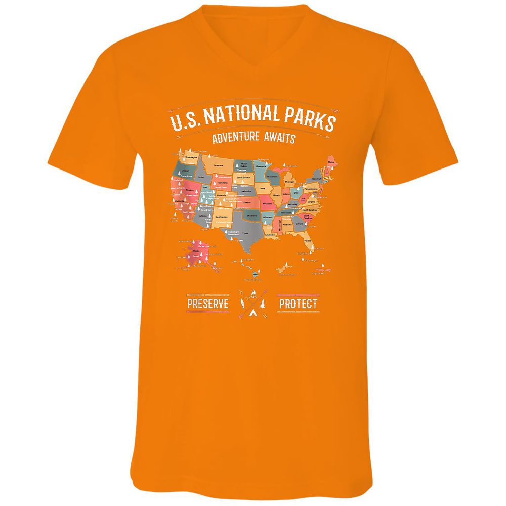 Unisex V-Neck T-Shirt - NNZ9AWXD - Orange - 11