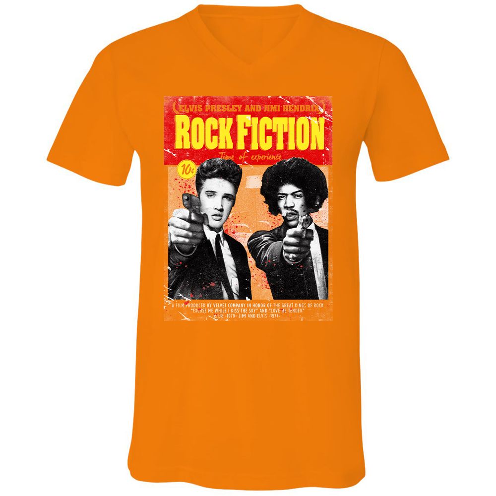 Unisex V-Neck T-Shirt - RVK7JQ5X - Orange - 11