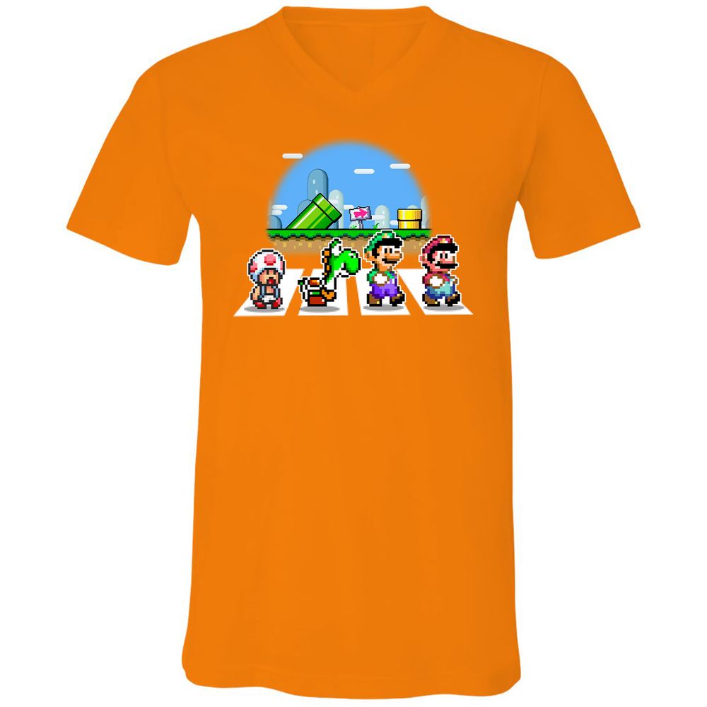 Unisex V-Neck T-Shirt - R4W2CWZ6 - Orange - 11