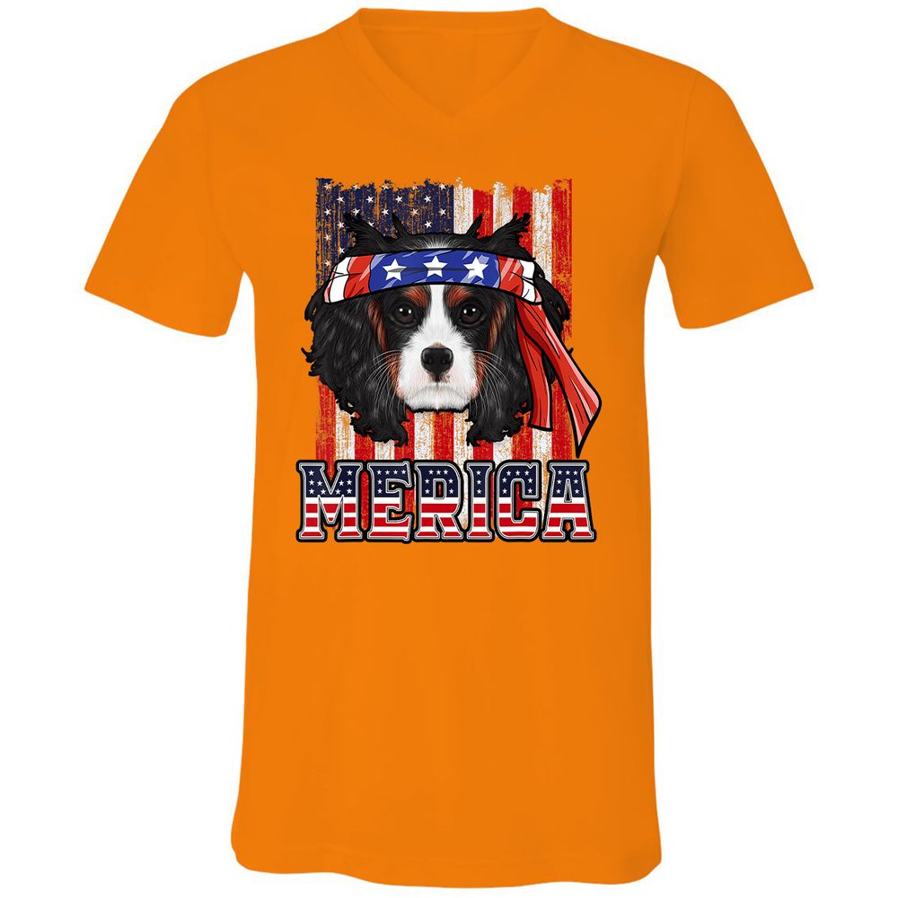 Unisex V-Neck T-Shirt - PRX98J7N - Orange - 11