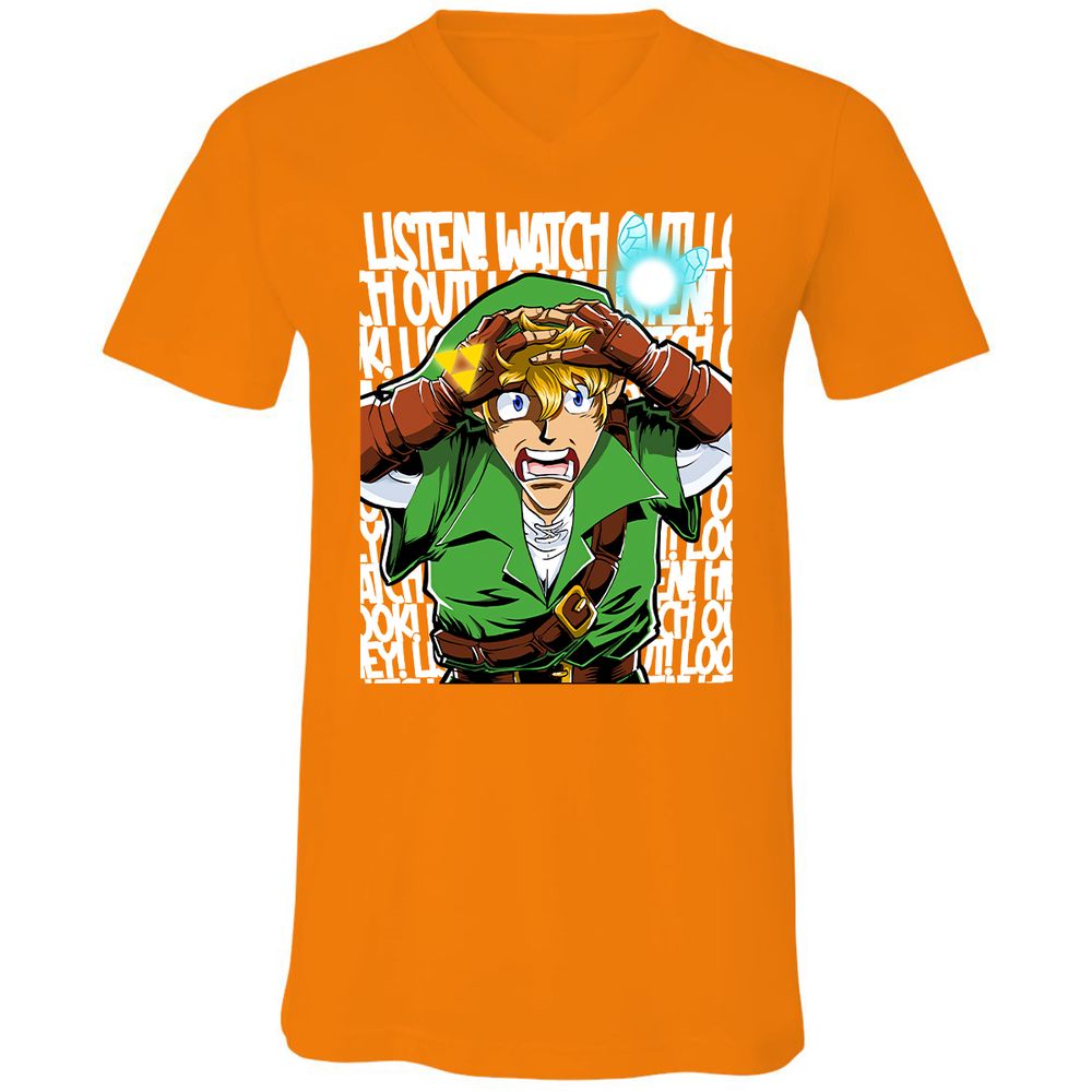 Unisex V-Neck T-Shirt - EY6E5ZQP - Orange - 11