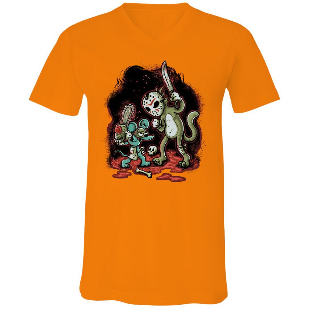 Unisex V-Neck T-Shirt - Y1M316Y4 - Orange - 11