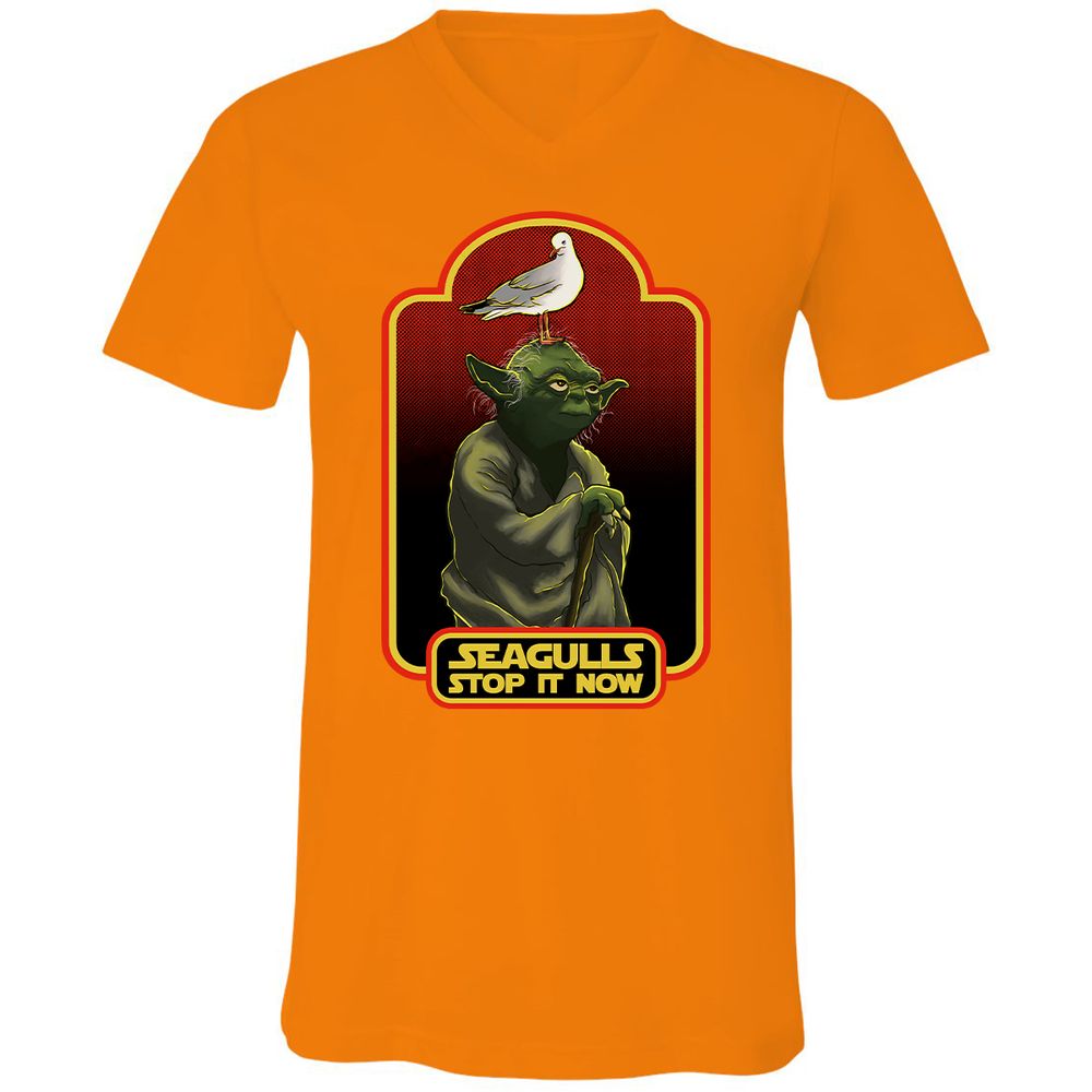 Unisex V-Neck T-Shirt - QD28C1QL - Orange - 11