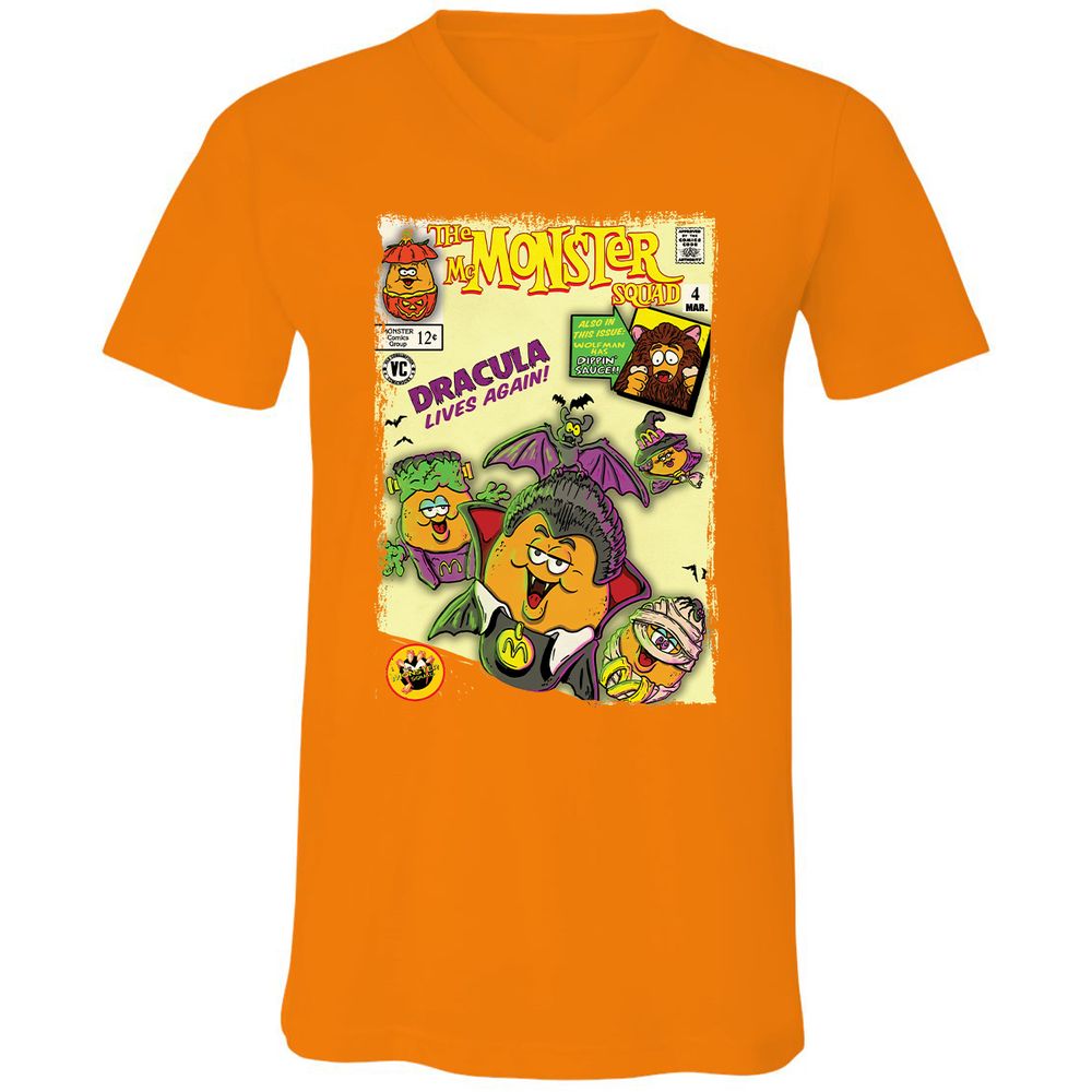 Unisex V-Neck T-Shirt - FUSW7T6Q - Orange - 11