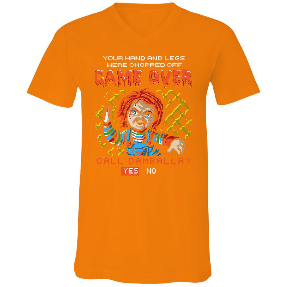 Unisex V-Neck T-Shirt - H8X338KM - Orange - 11