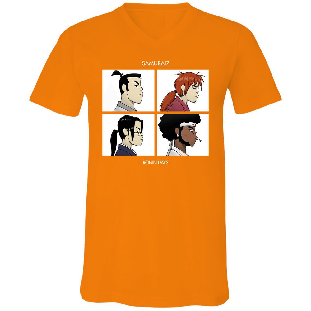 Unisex V-Neck T-Shirt - XFWR5DR4 - Orange - 11