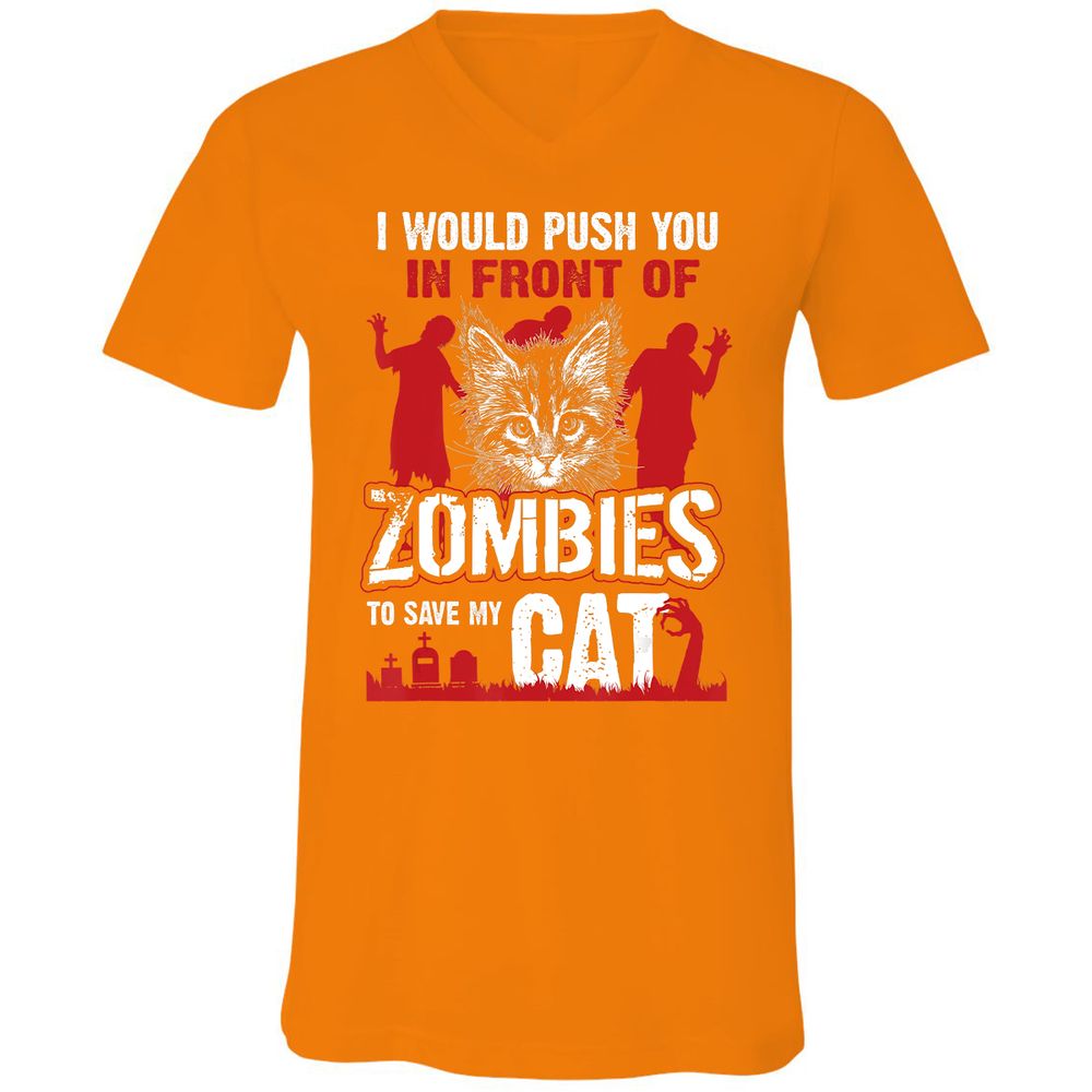 Unisex V-Neck T-Shirt - 77QDTDUV - Orange - 11