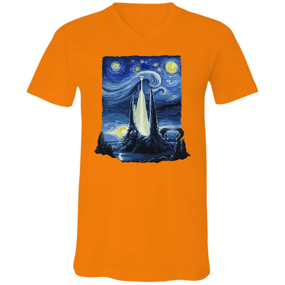 Unisex V-Neck T-Shirt - 5C6JR9D2 - Orange - 11