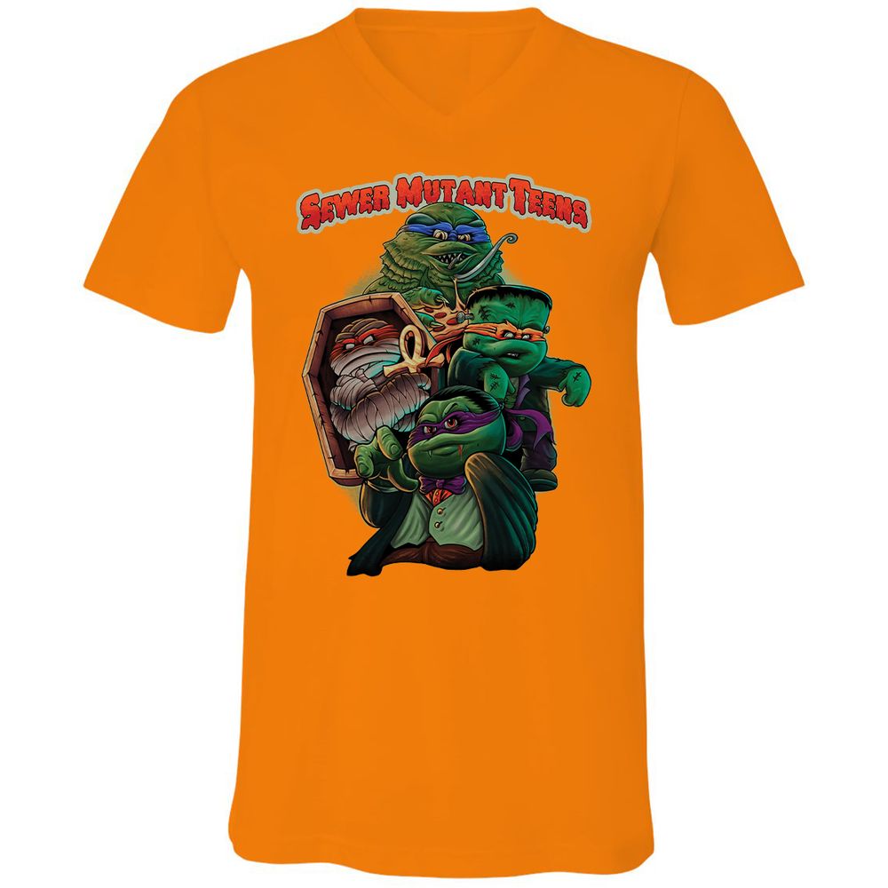 Unisex V-Neck T-Shirt - WX37A9XE - Orange - 11