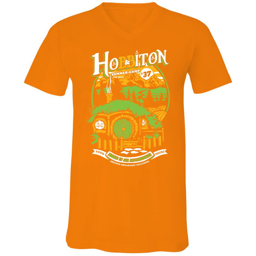 Unisex V-Neck T-Shirt - F7FURN7Q - Orange - 11