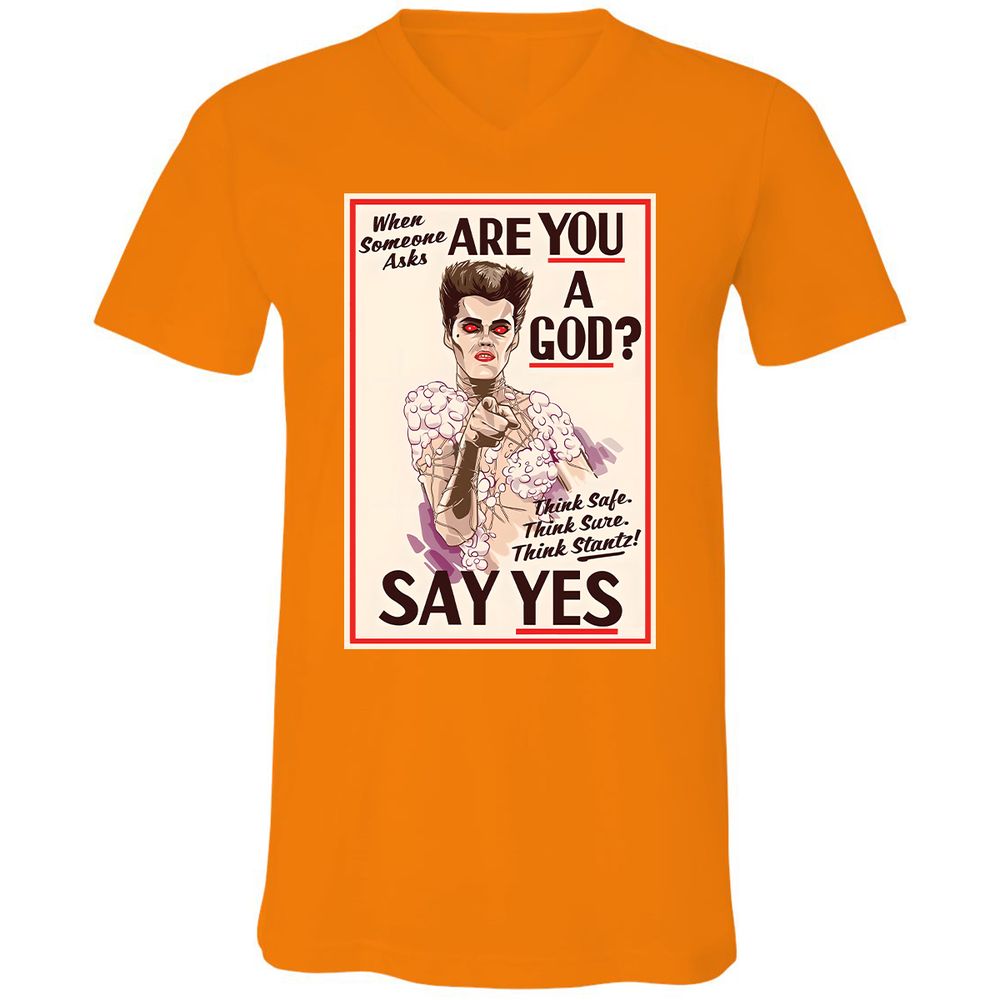 Unisex V-Neck T-Shirt - YN2QCG18 - Orange - 11