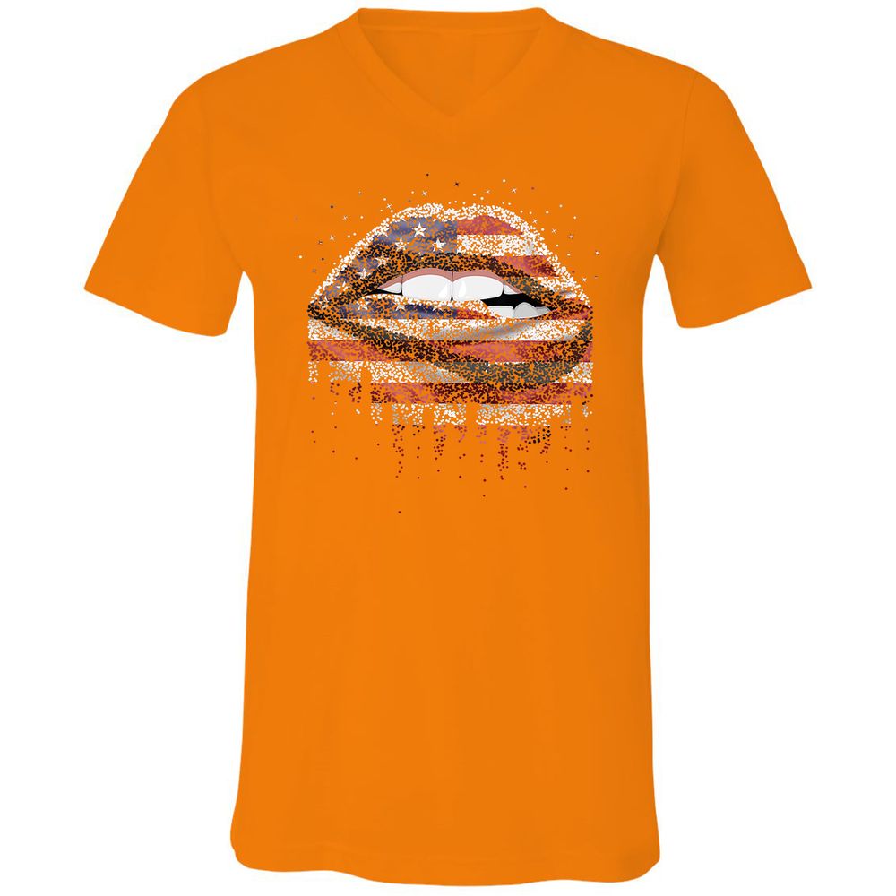Unisex V-Neck T-Shirt - VAPHYMMY - Orange - 11