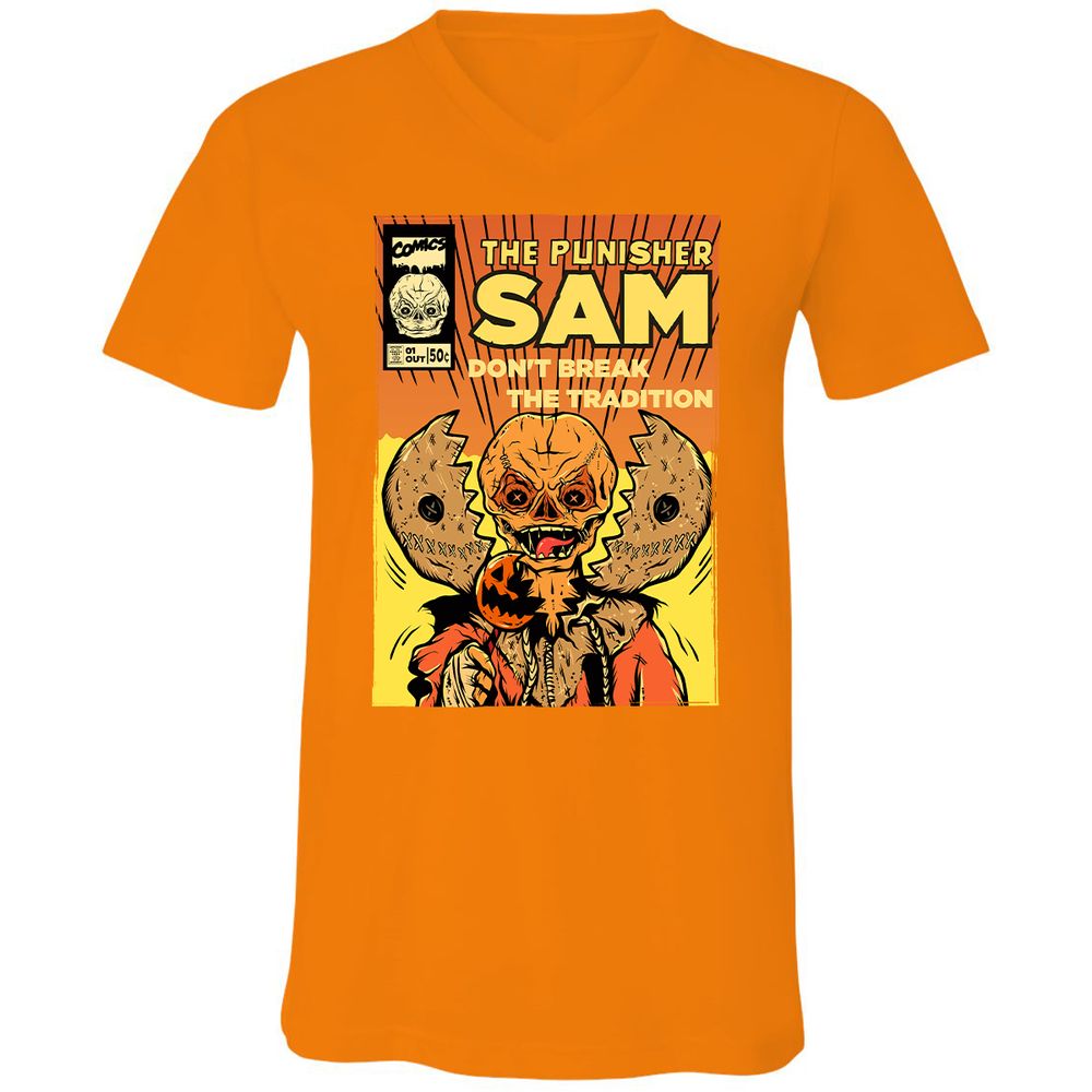 Unisex V-Neck T-Shirt - Z8HEJJXD - Orange - 11