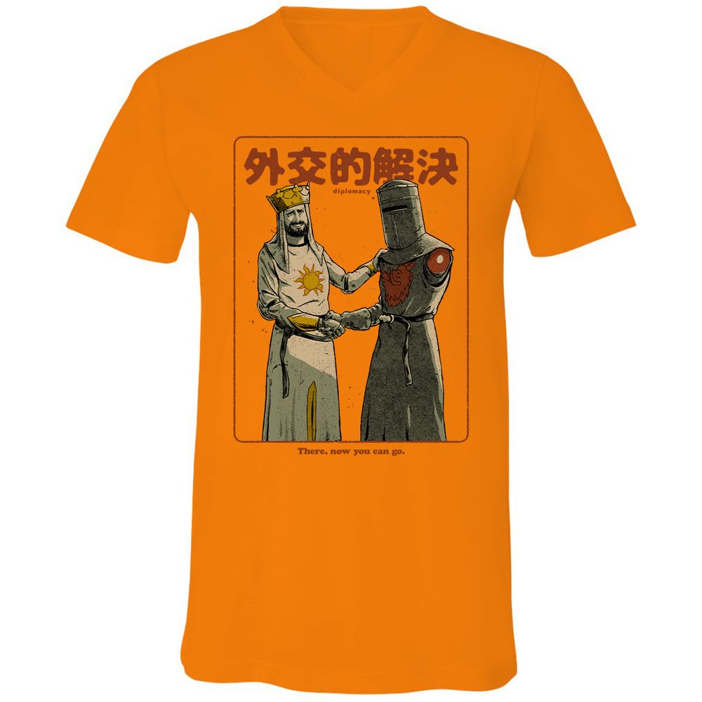 Unisex V-Neck T-Shirt - JYQ3AGJL - Orange - 11