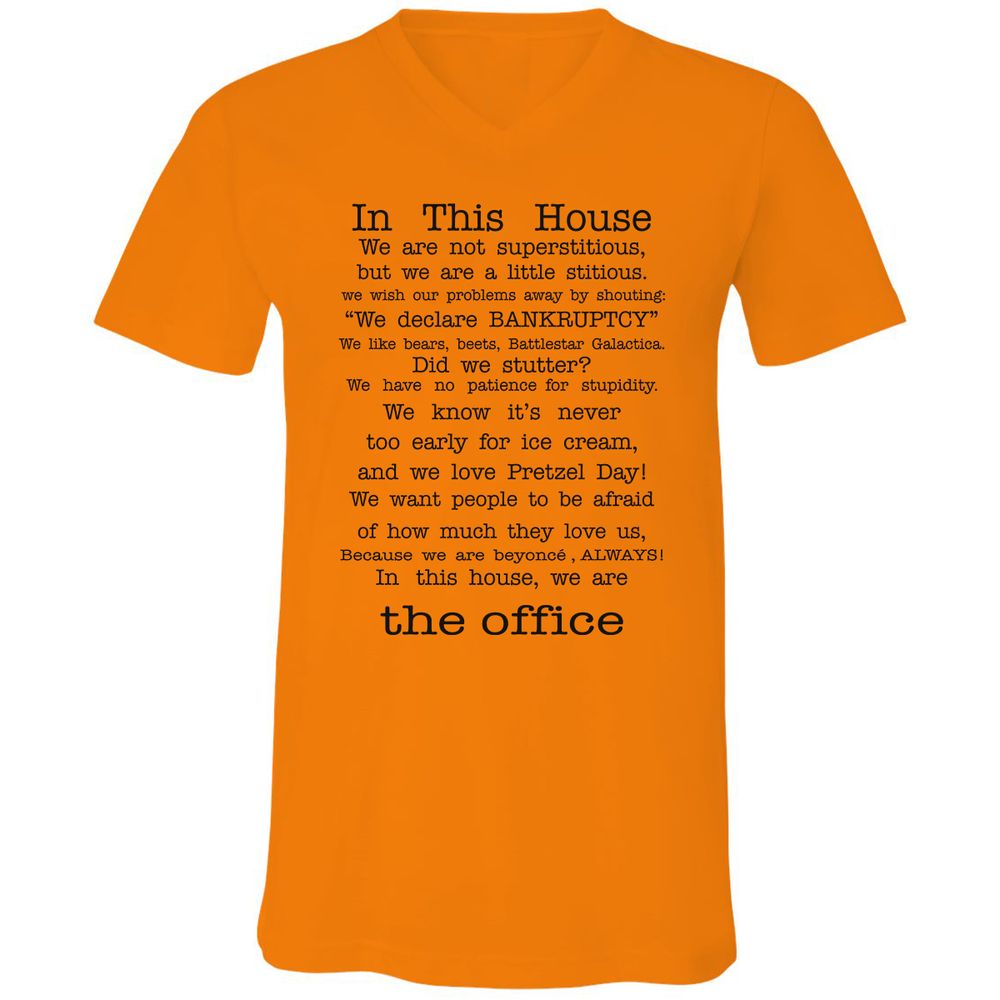 Unisex V-Neck T-Shirt - J42Q5B2H - Orange - 11