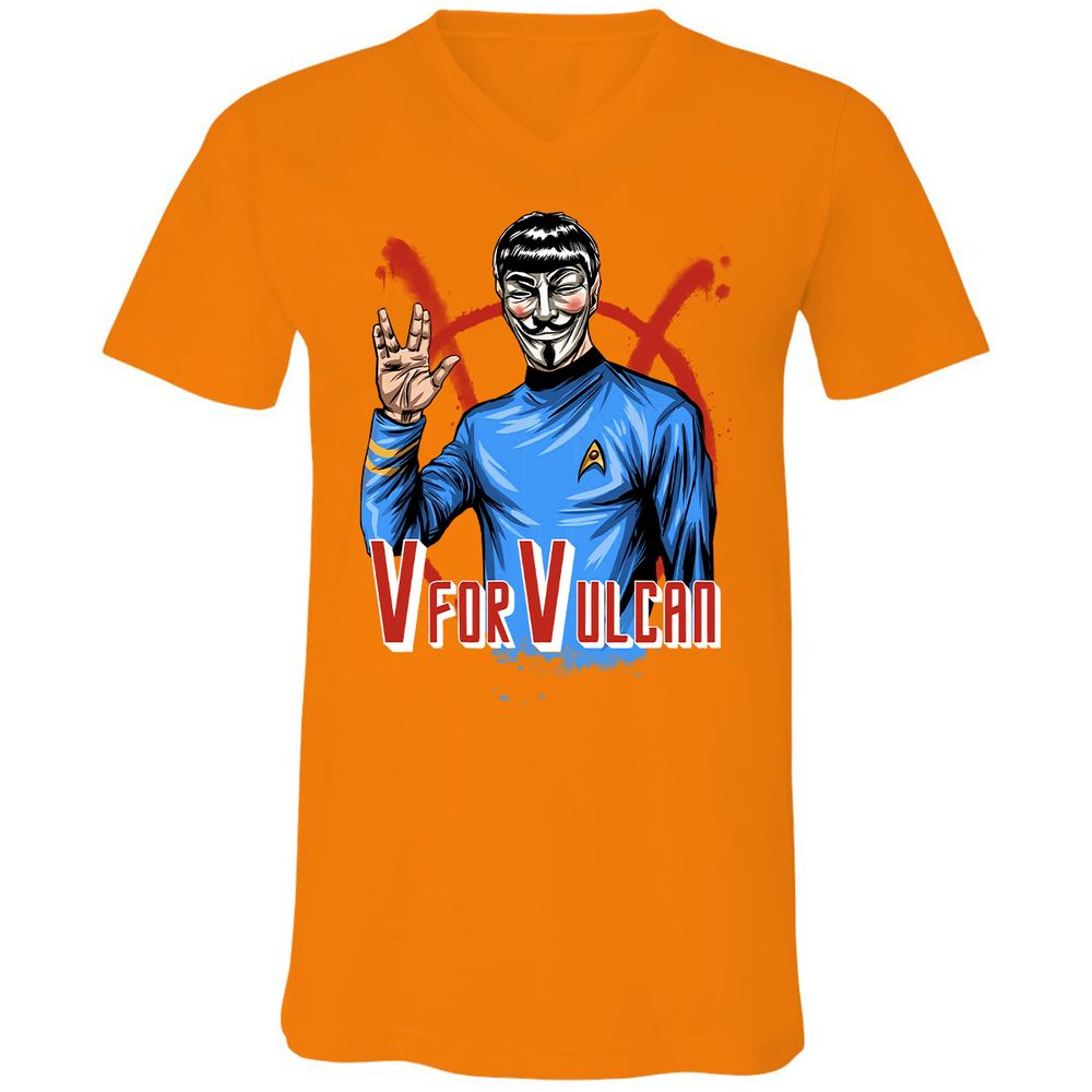 Unisex V-Neck T-Shirt - ZFHQZ5T9 - Orange - 11