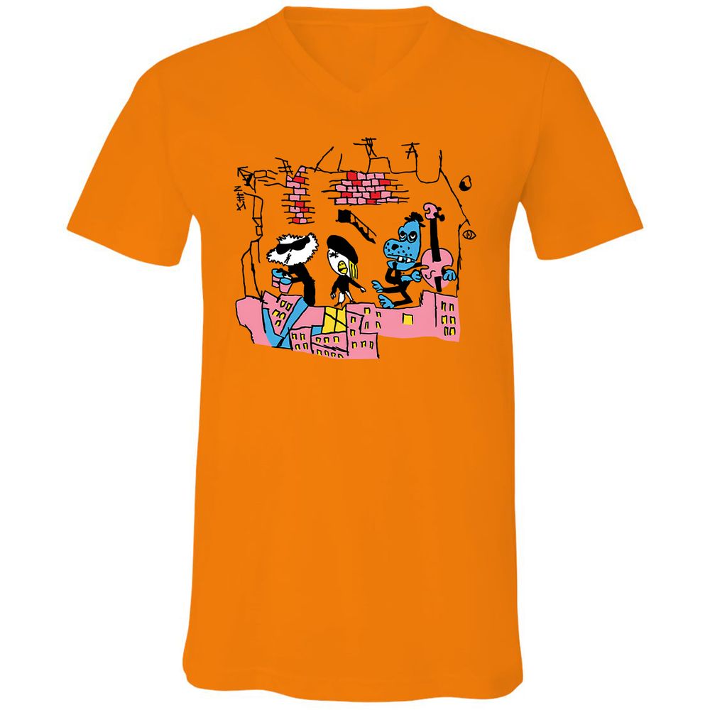 Unisex V-Neck T-Shirt - 33CYGVP8 - Orange - 11