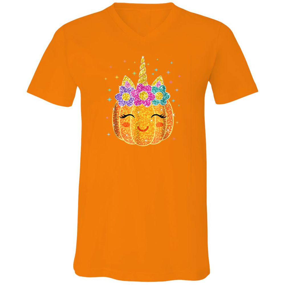 Unisex V-Neck T-Shirt - CXSYV6V6 - Orange - 11