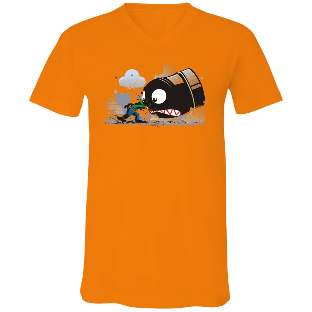 Unisex V-Neck T-Shirt - 7DYS8K68 - Orange - 11