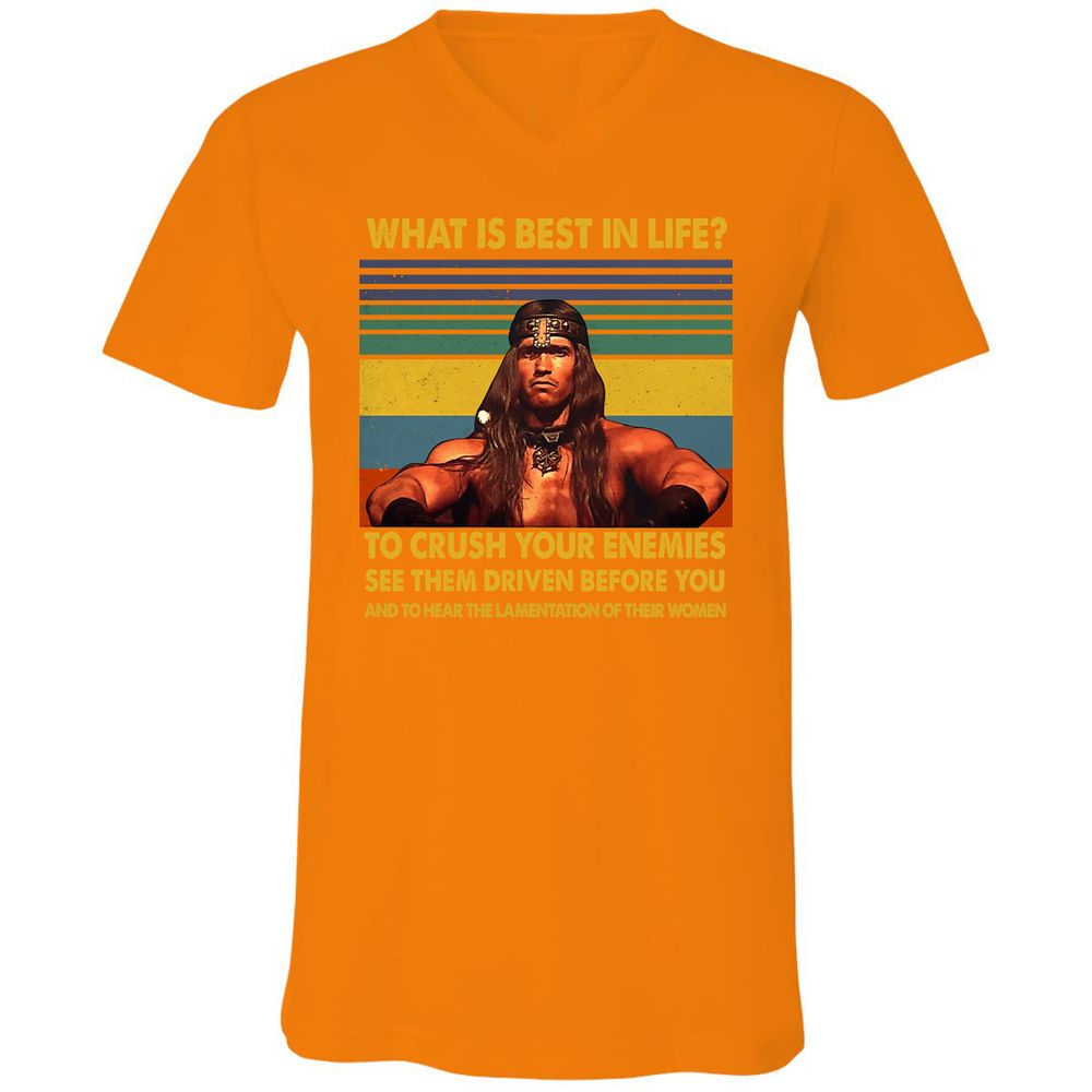 Unisex V-Neck T-Shirt - Y9H9SUUC - Orange - 11