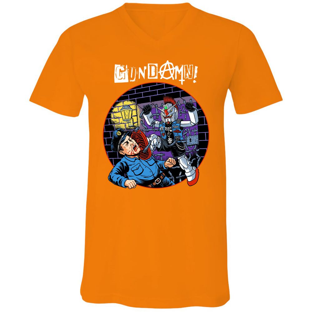 Unisex V-Neck T-Shirt - ZL4MBJFX - Orange - 11