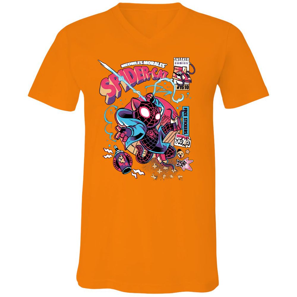 Unisex V-Neck T-Shirt - EK3RYT5F - Orange - 11