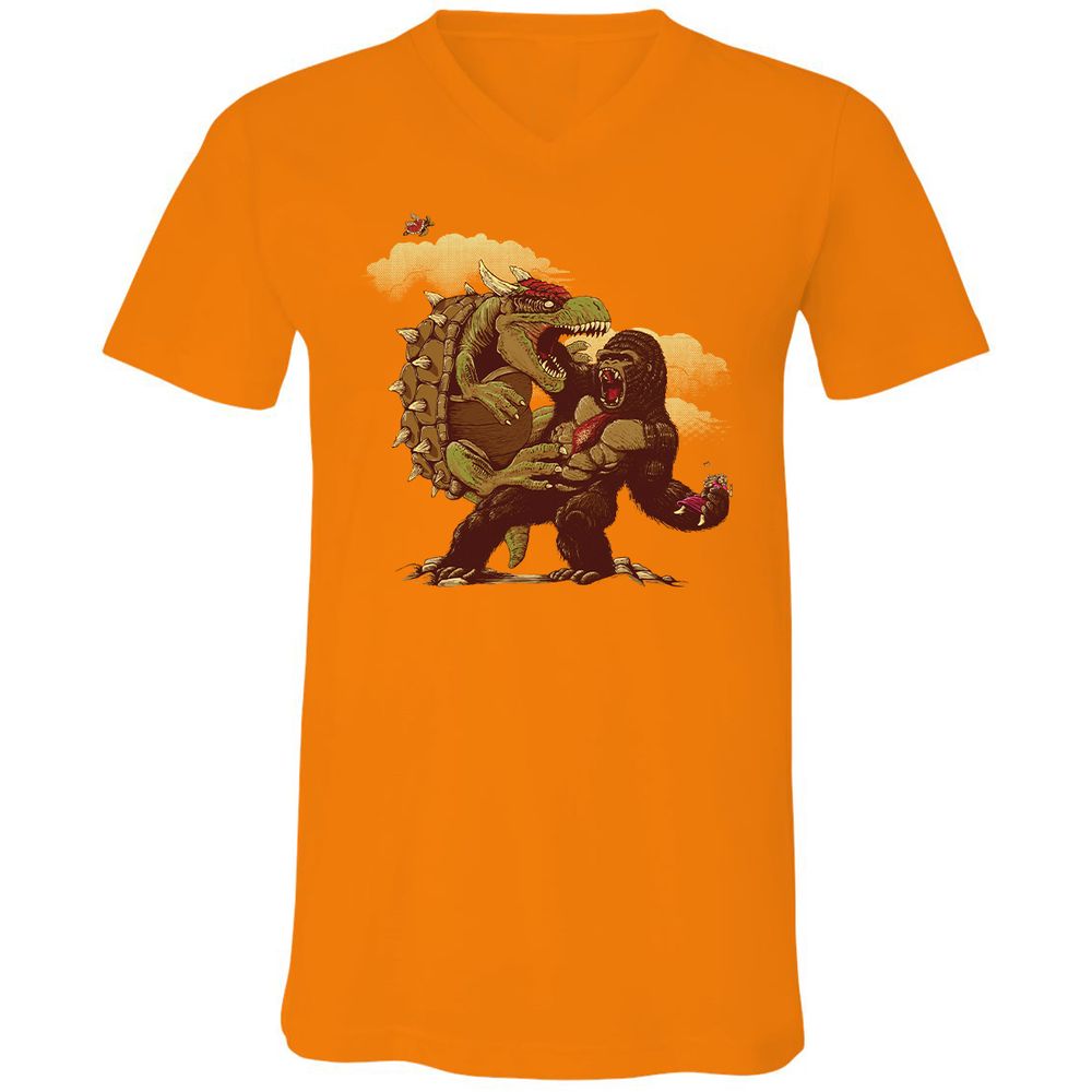 Unisex V-Neck T-Shirt - N5FBLYUQ - Orange - 11