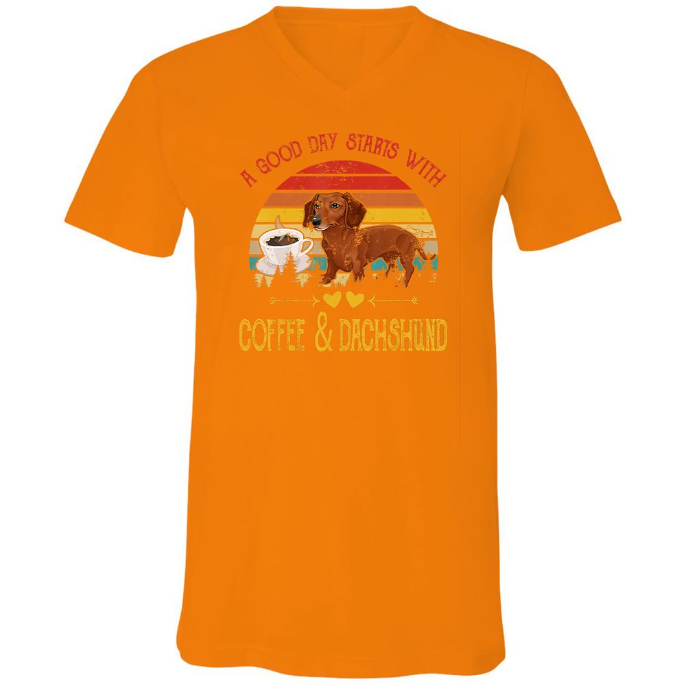 Unisex V-Neck T-Shirt - Y6U5B1AL - Orange - 11