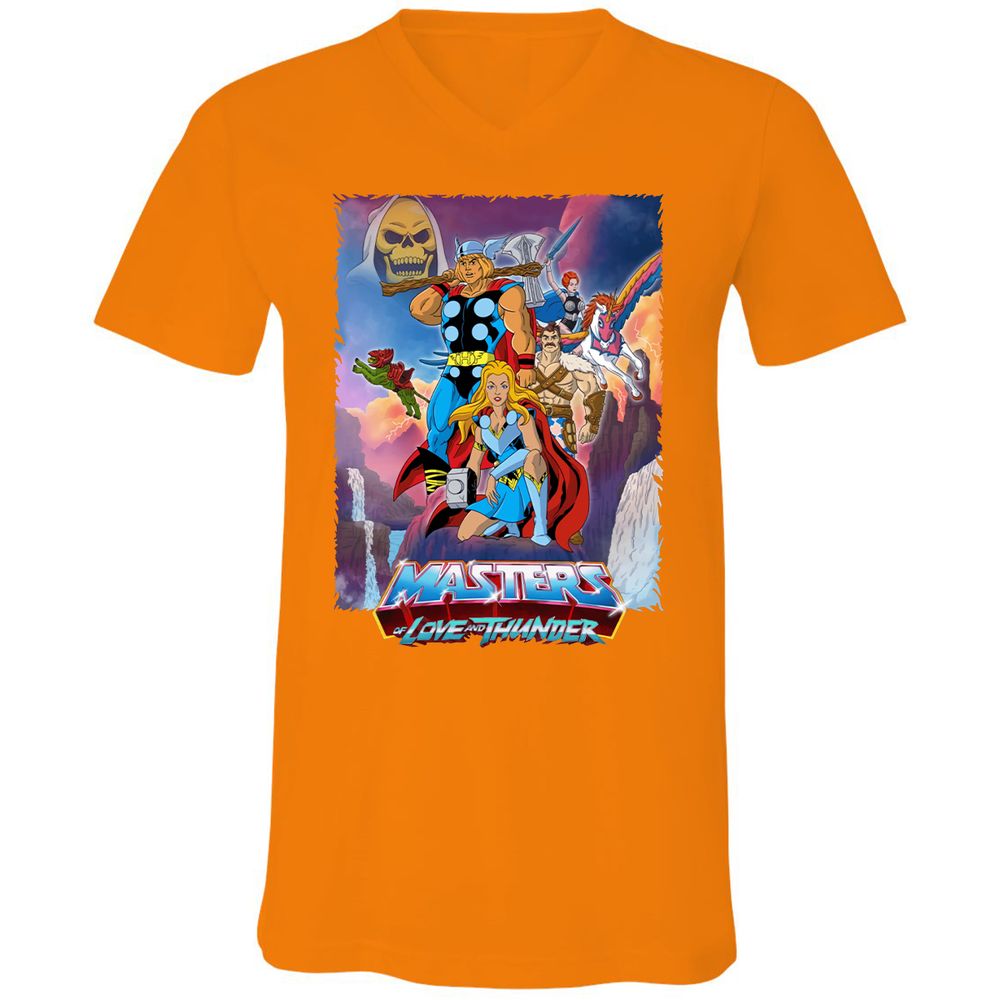 Unisex V-Neck T-Shirt - XEB6EWRZ - Orange - 11