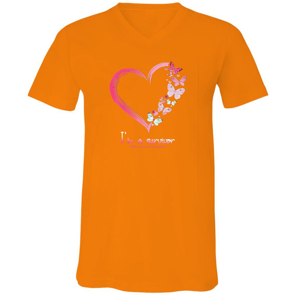 Unisex V-Neck T-Shirt - BWBBQZCD - Orange - 11